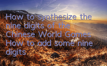 How to synthesize the nine digits of the Chinese World Games? How to add some nine digits