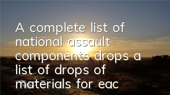 A complete list of national assault components drops, a list of drops of materials for each level