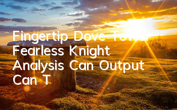 Fingertip Dove Tower Fearless Knight Analysis Can Output Can T