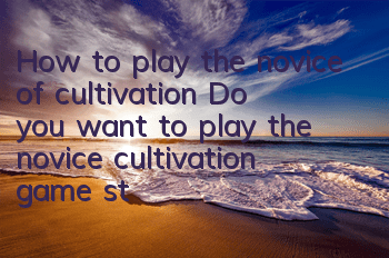 How to play the novice of cultivation? (Do you want to play the novice cultivation game strategy skills)