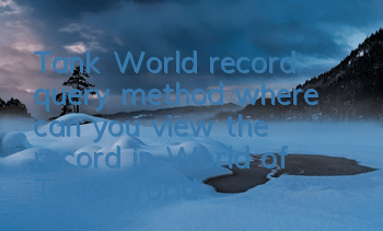 Tank World record query method (where can you view the record in World of Tank World)