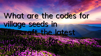 What are the codes for village seeds in Minecraft (the latest instructions for village seeds)