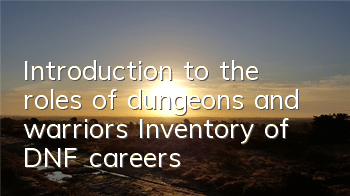 Introduction to the roles of dungeons and warriors (Inventory of DNF careers)
